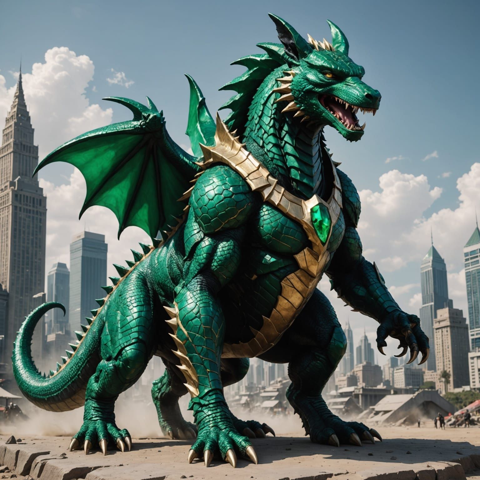 Emerald Fusion: Anubis, Godzilla, and Dragon