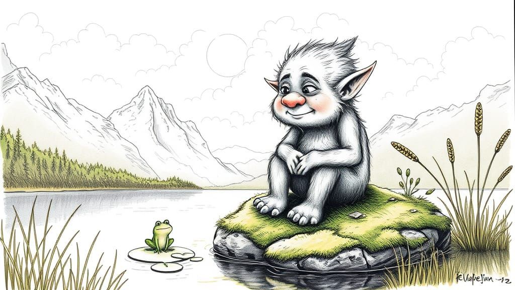 Whimsical Forest Troll in Sunny Meadow