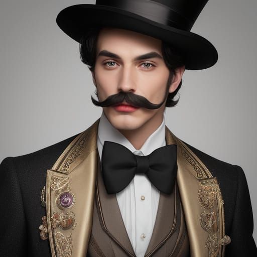 Steampunk Gentleman with Lipstick in a Top Hat