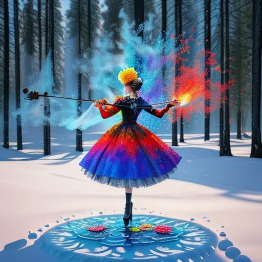 Colorful Flower Valley in Double Exposure Art