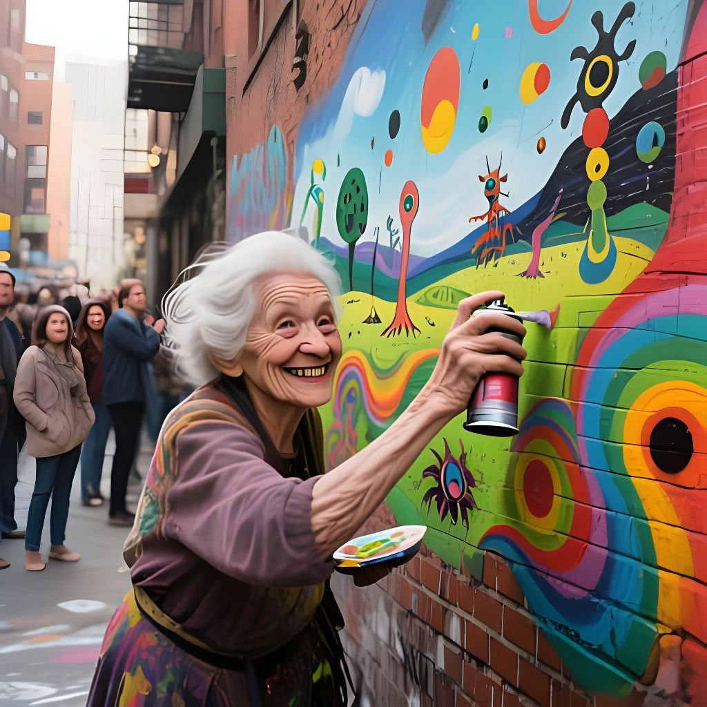 Elderly Graffiti Artist Creates Surreal Street Art Mural