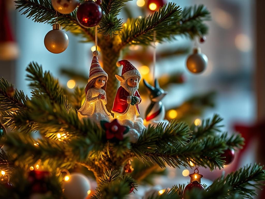 Enchanted Christmas Tree with Elves and Fairies