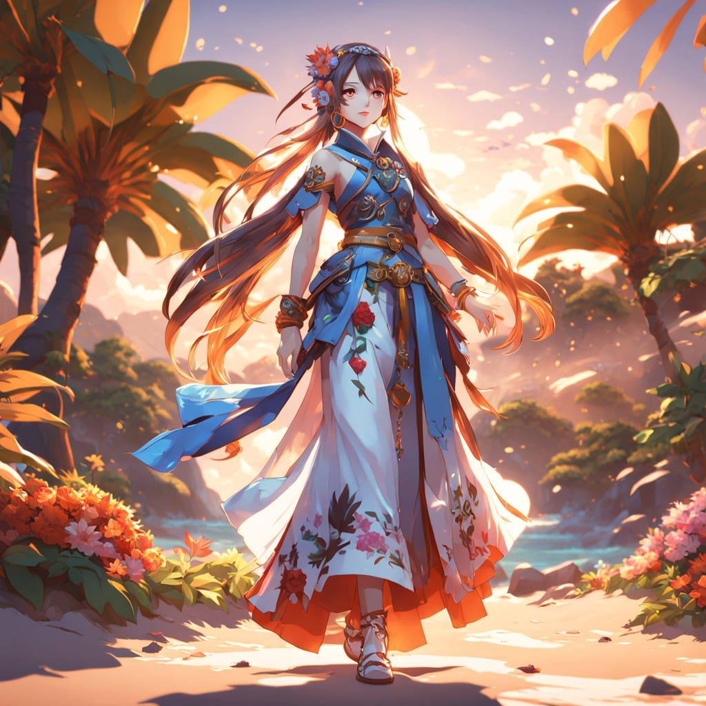 Confident Japanese-Inspired Beach Goddess