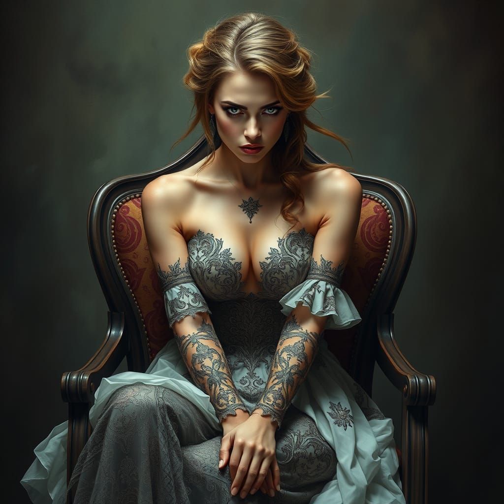 Hyperrealistic Woman in Elegant Anger