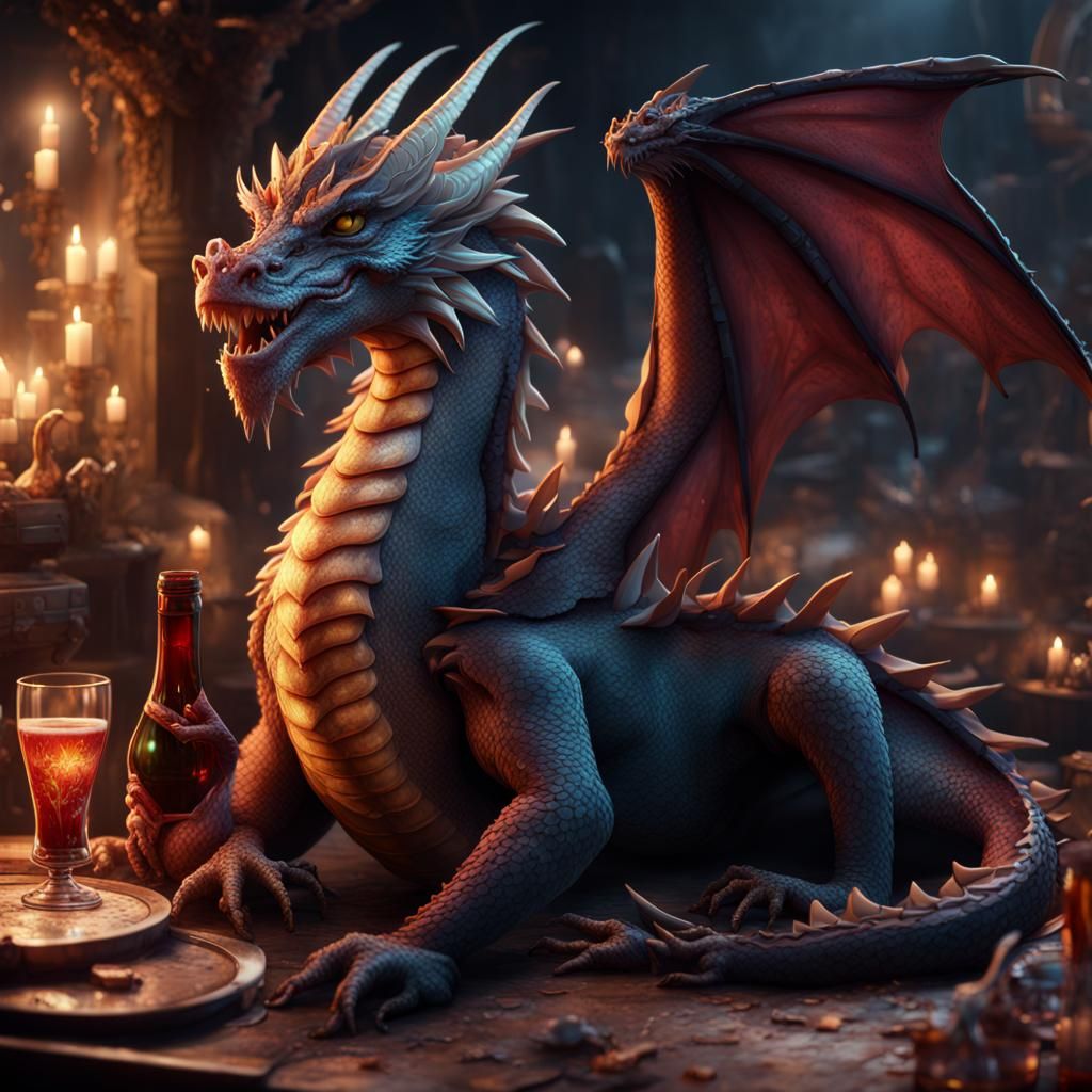 Drunk Dragon Passed Out After New Year's: Detailed Matte Pai...