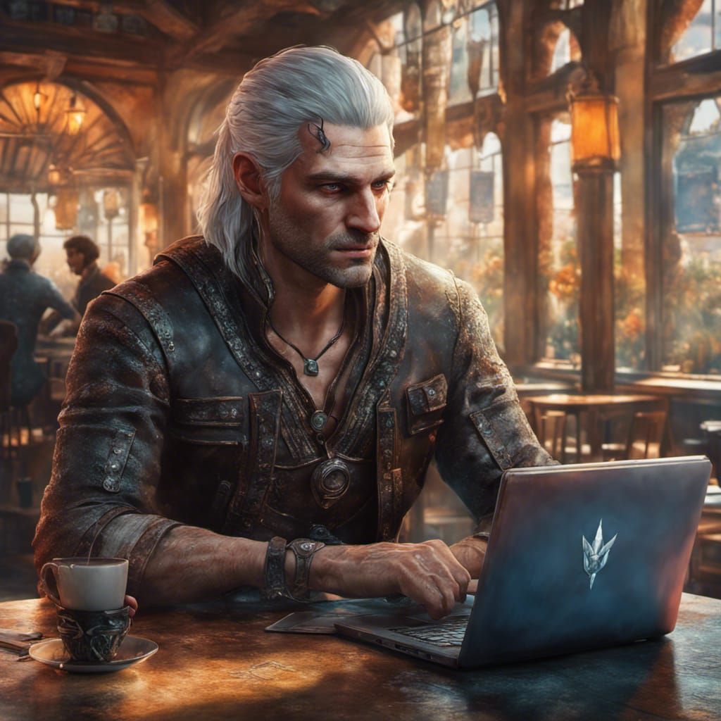 Jaskier from The Witcher 3: Hyperrealistic Cafe Scene
