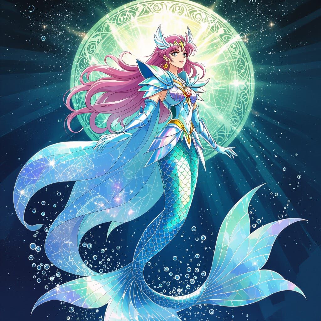 Mermaid Warrior in Mythological Pose