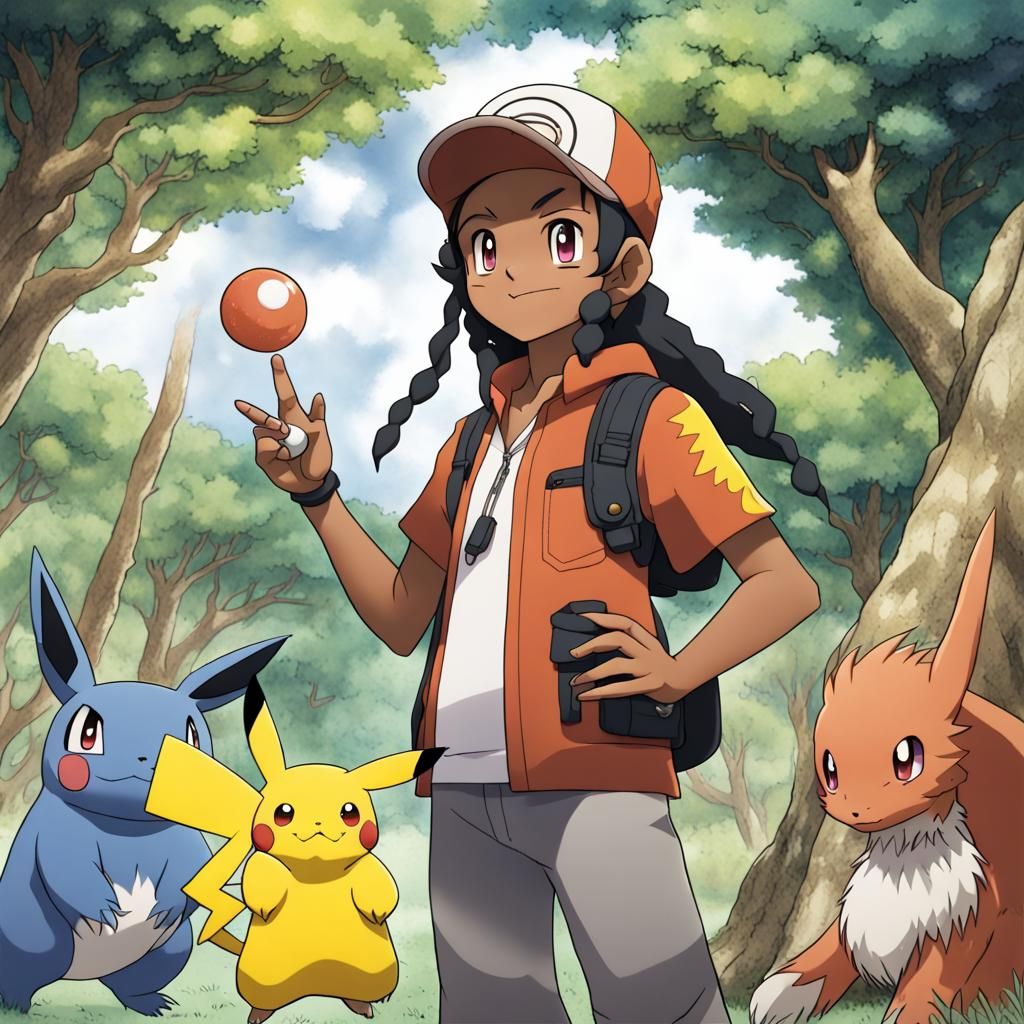 Aboriginal Australian Pokémon Trainer in Anime Style