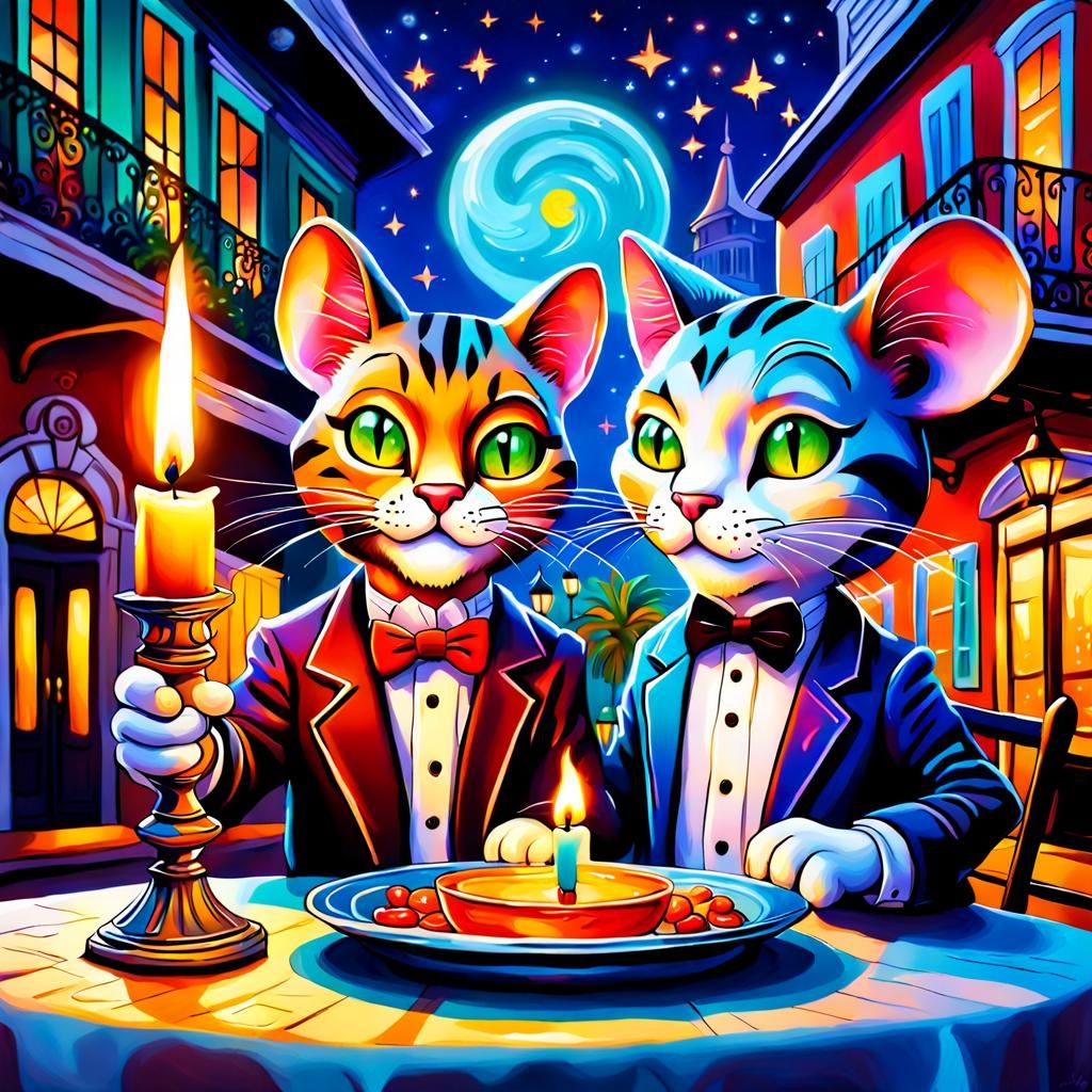 Tom Cat and Mouse Couple's New Orleans Dinner