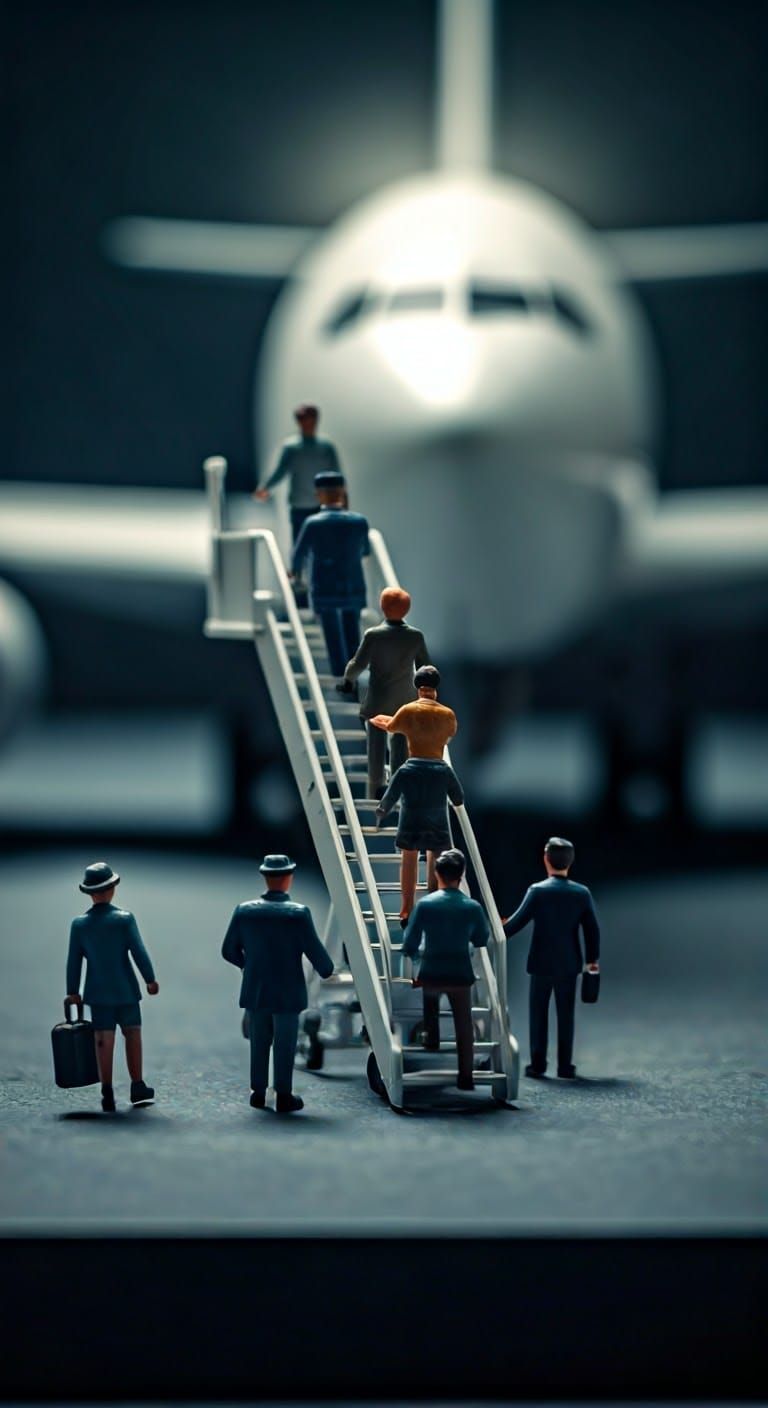 Miniature Airline Diorama in Cinematic Style