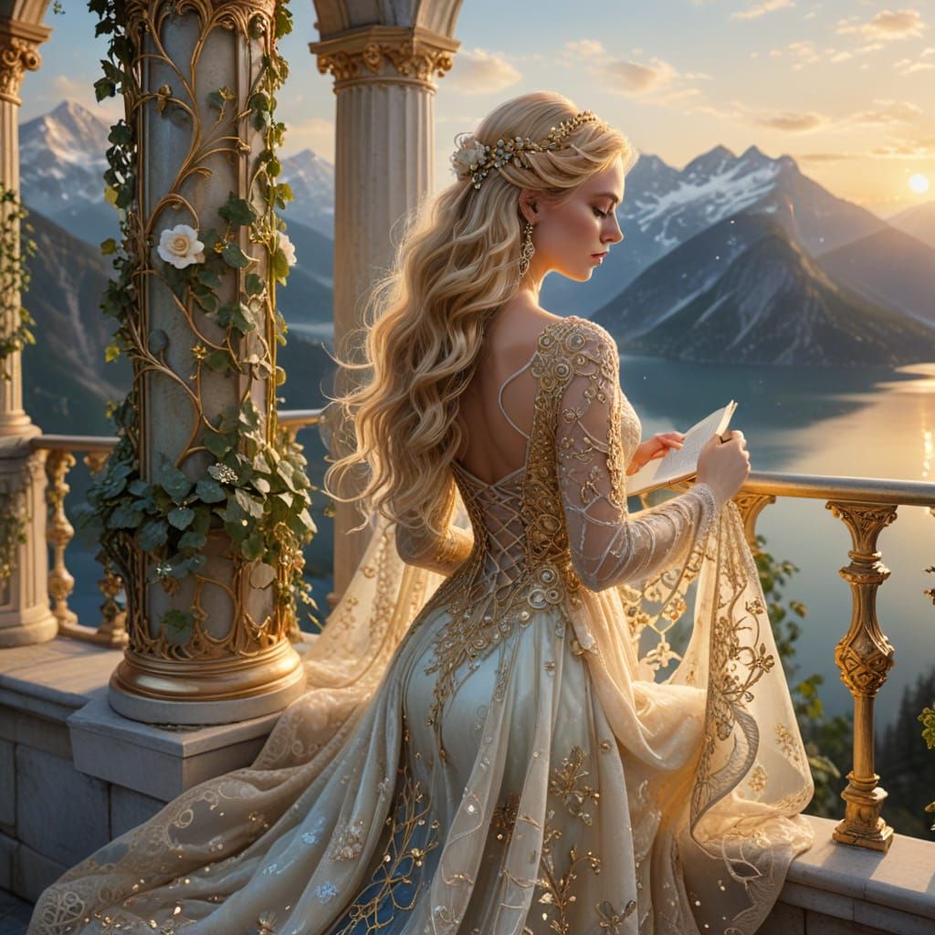 Whimsical Fantasy Girl in Sunset Glow