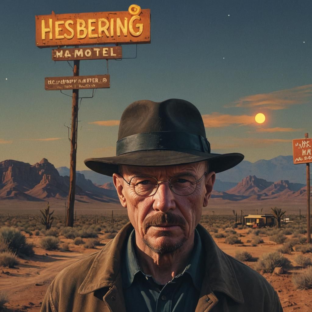Heisenberg in Dystopian Desert: Fantasy Concept Art