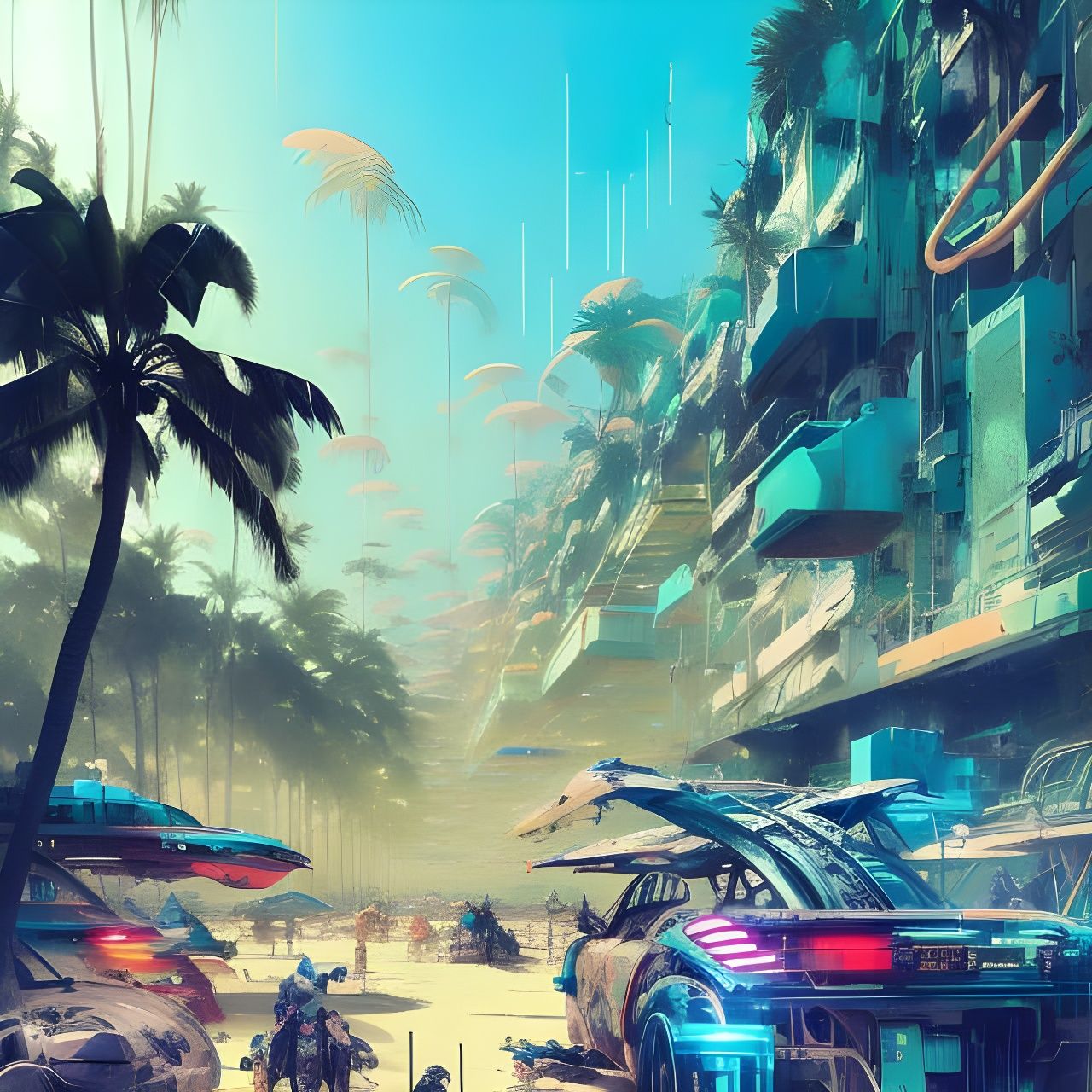 Cyberpunk Palm Beach: Retro-Future Summer Vibes
