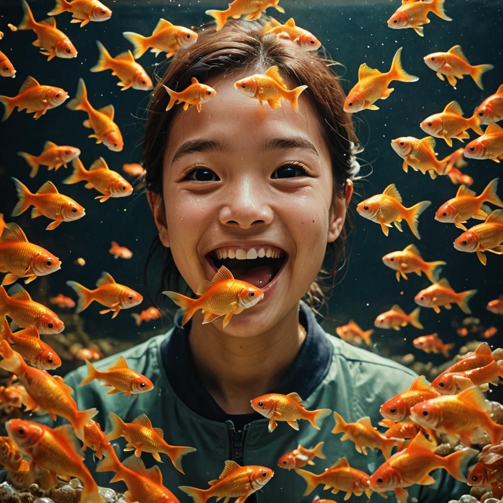 Cinematic Still of Smiling Goldfish Crackers