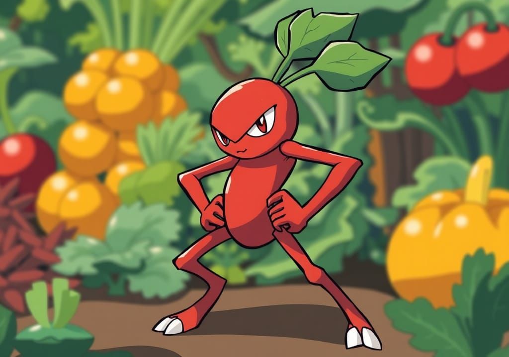 Athletic Beetroot Pokémon in GameFreak Style