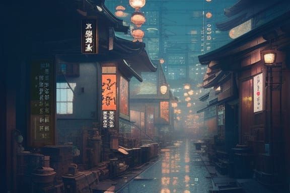 Japanese Steampunk Metropolis by Dimitrov and Stålenhag