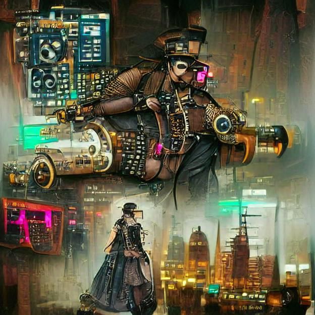 Cyberpunk Steampunk Fusion: A Visual Exploration