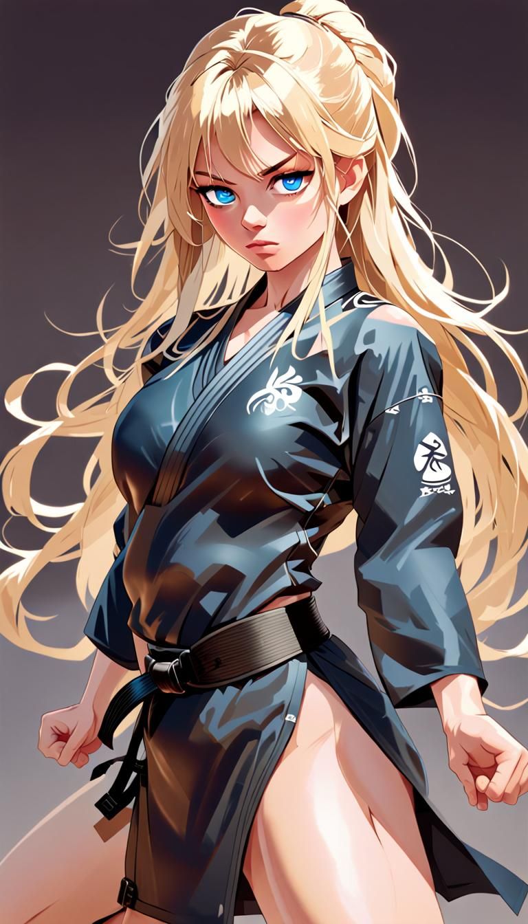 Karate Woman in Hyperdetailed Digital Art Style