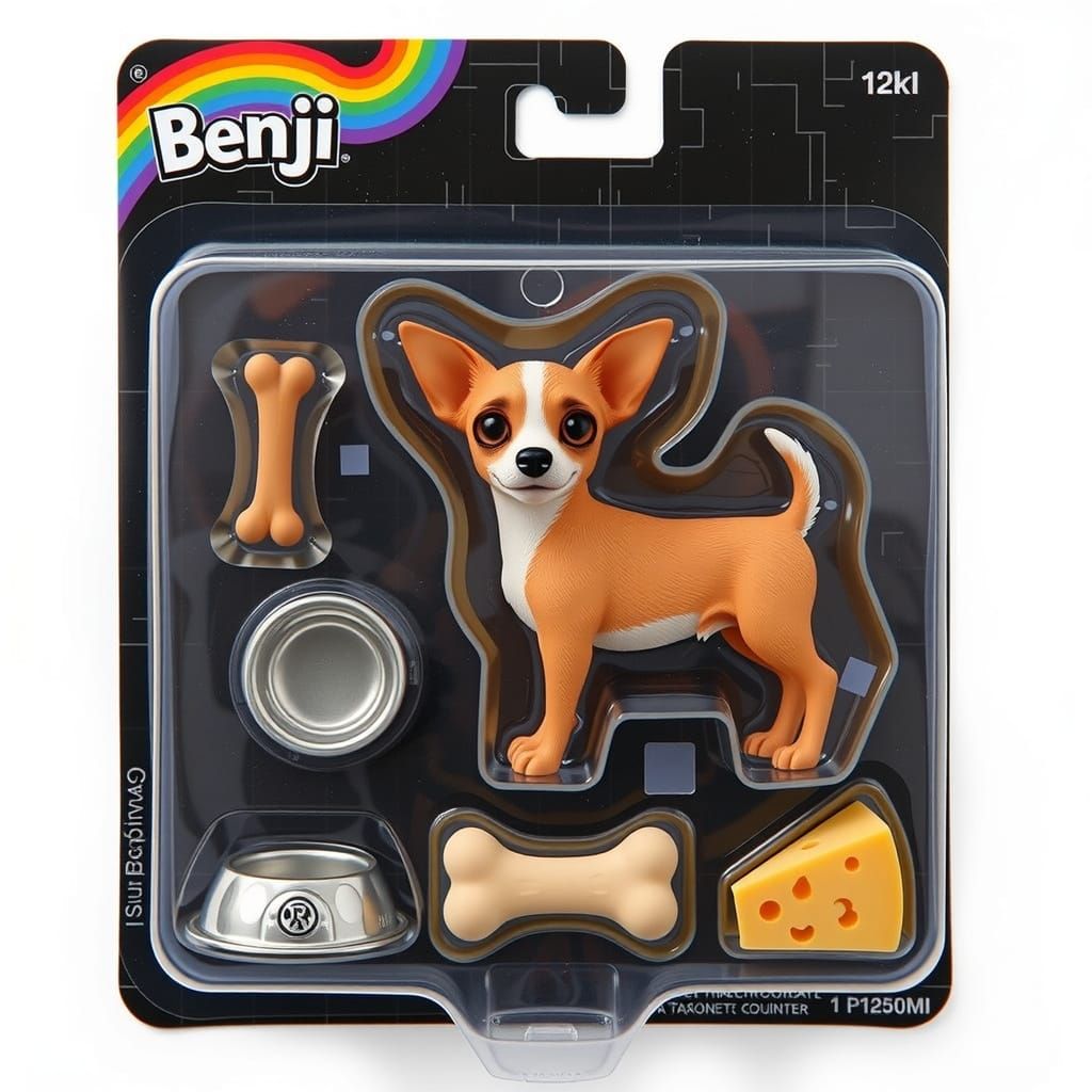 Photorealistic Action Figure Toy of White Chihuahua in Vibra...