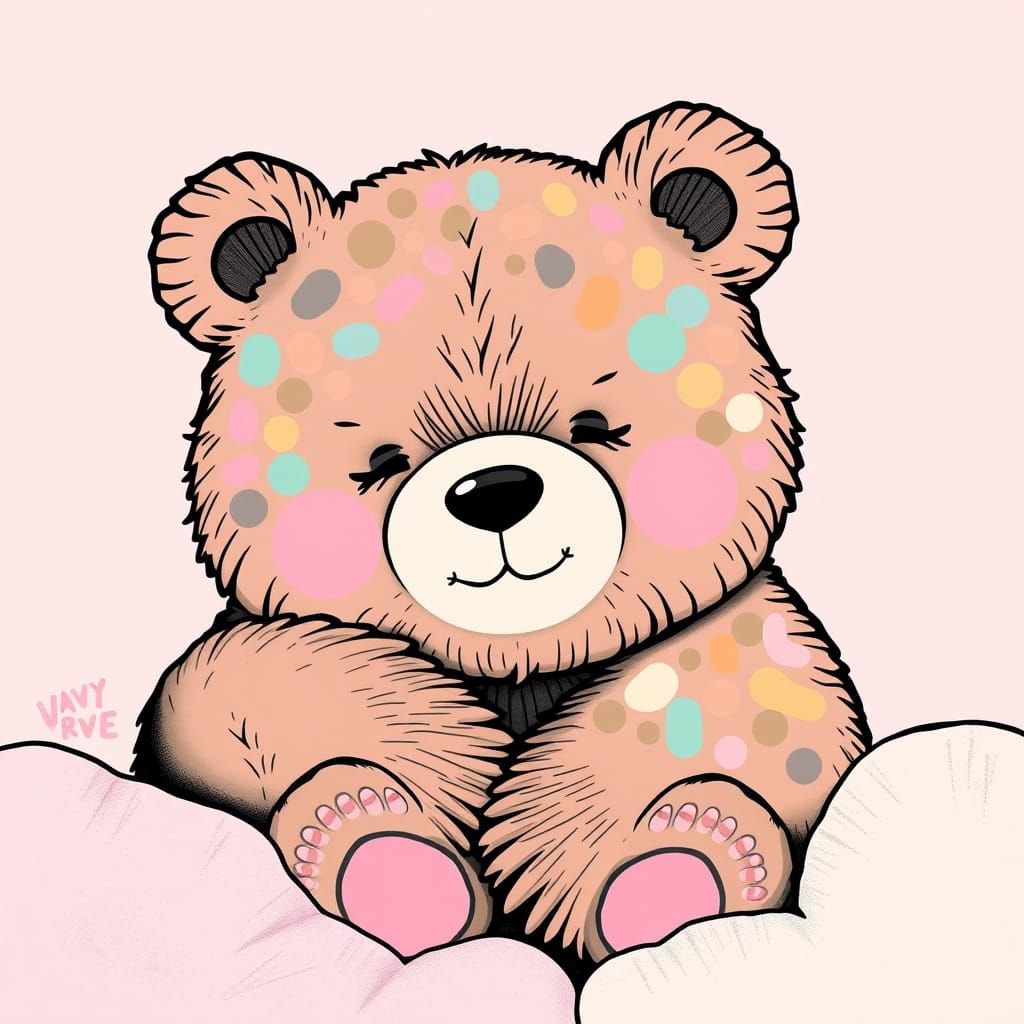 Cute Bear in Playful Pop Surrealist Style