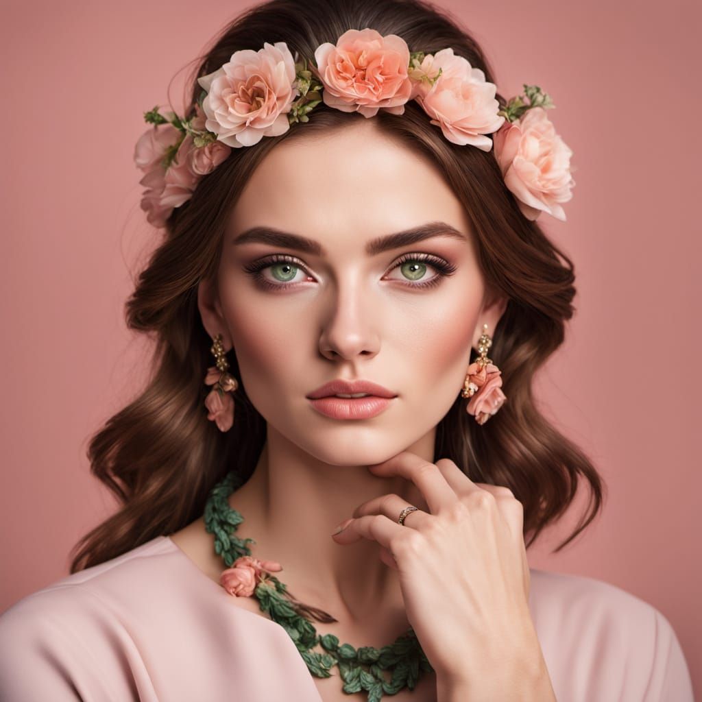 Glamorous Portrait of Woman with Pink Eyeshadow