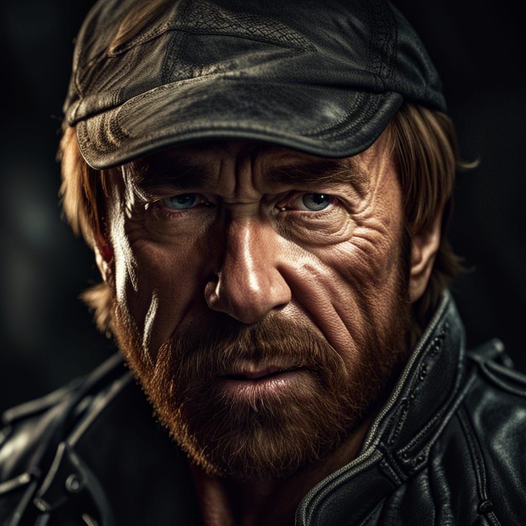 Hyperrealistic Portrait of a Youthful Chuck Norris