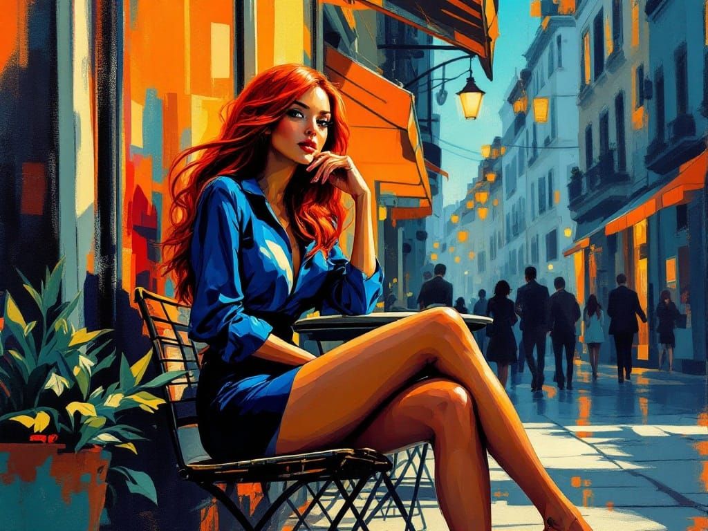 Elegant Jazz-Inspired Portrait of a Fashionable Woman in a V...