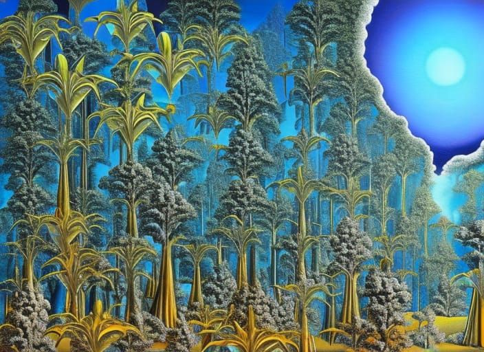 Blessed Forest of Higher Realms: Cosmic Illustration