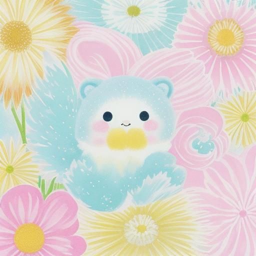 Sanrio Kawaii Animals Play in Floral Meadow