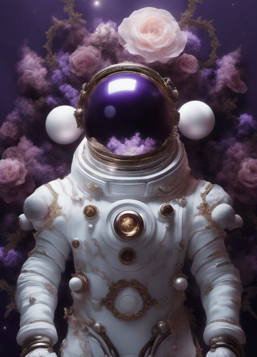 Astronaut in Rococo Spacesuit with Pearl Ornaments