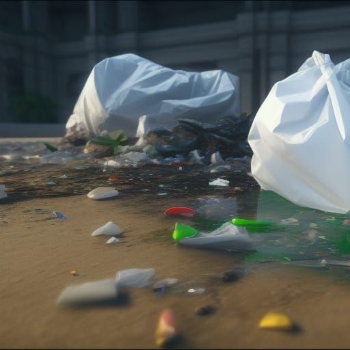 Plastic Bag Pollution in 3D Game Style