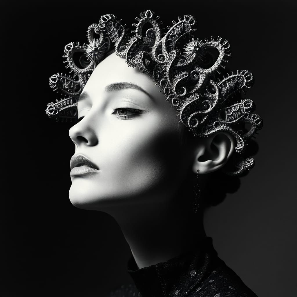 Dada Fractal Portrait Inspired by Fashion Photography