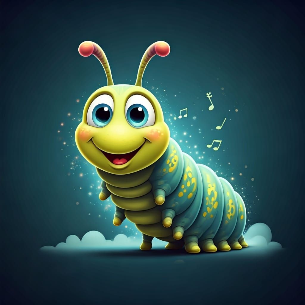 Musical Caterpillar in Modern Graphic Style