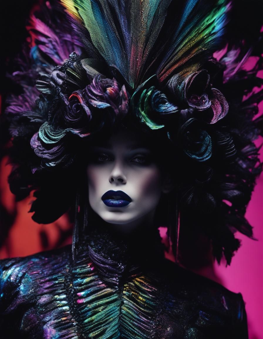 Surreal Rainbow Fashion Nightmare Scratchboard Sculpture