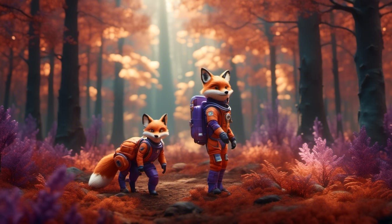 Fox in Astronaut Suit: 3D Forest Concept Art