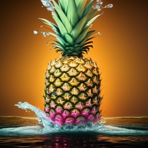 Exploding Pink Pineapple: Photorealistic 3D Splash Art