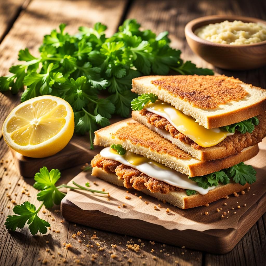 Juicy Schnitzel Sandwich in Hyper-Realistic Food Photography