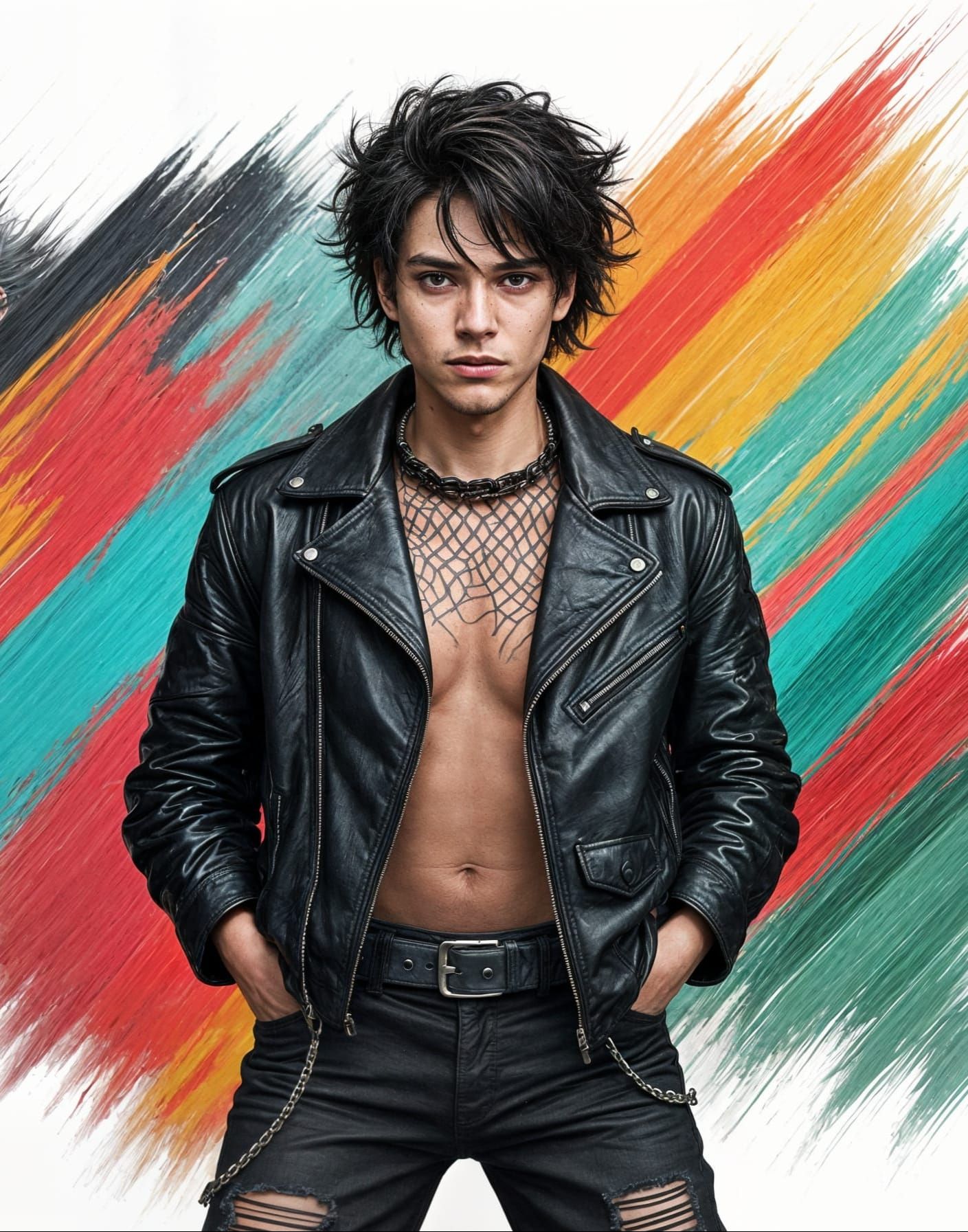 Youthful Abandon in Expressive Street Art Style