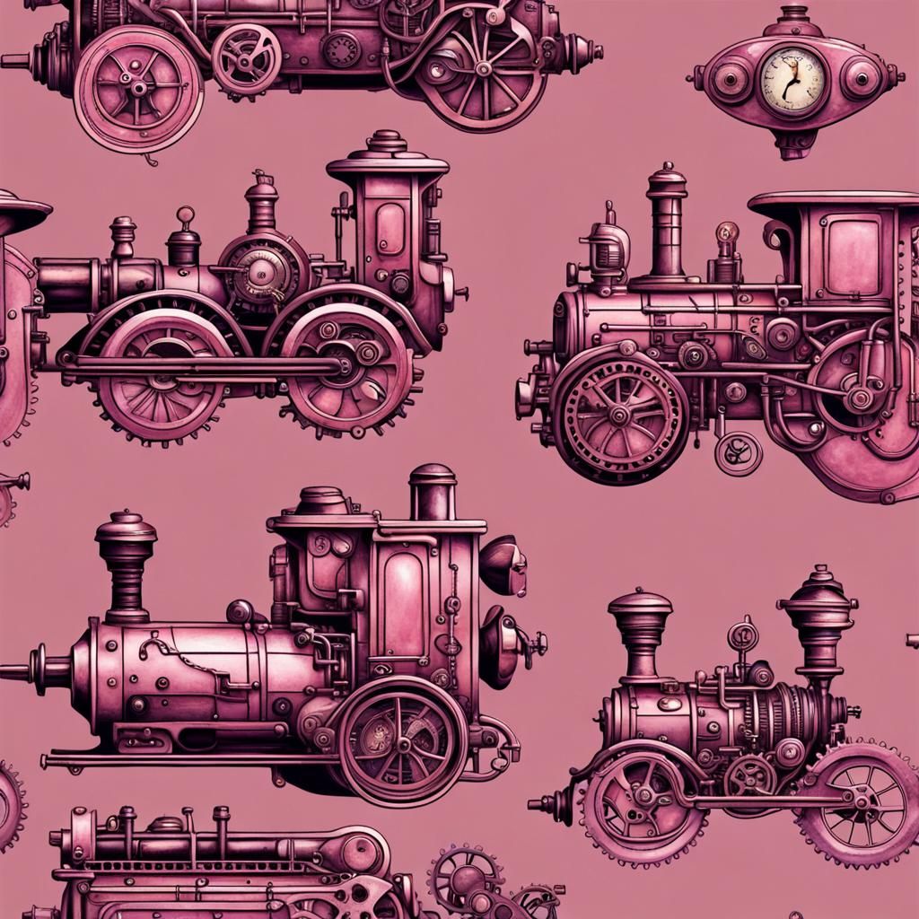 Mauve Pink Steampunk Engine