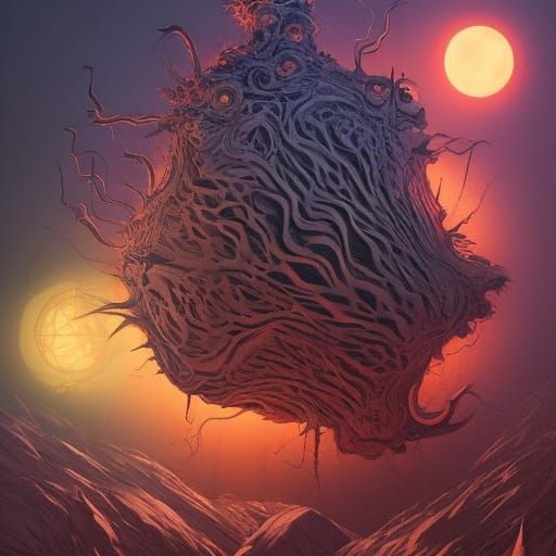 Intricate Sci-Fi Horror Art: Schrödinger's Fart