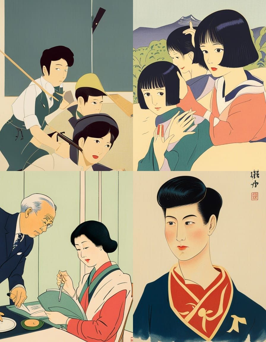 Elegant Portrait in Foujita Style