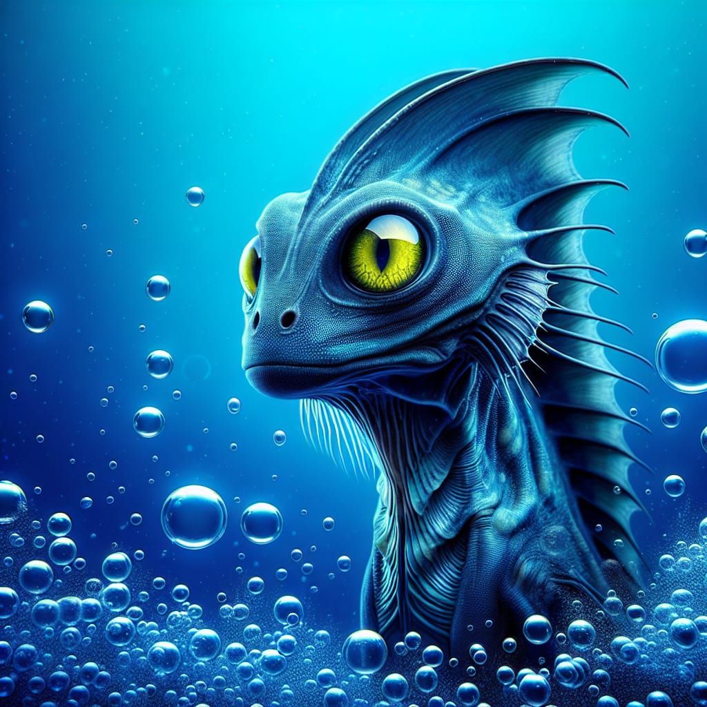 Mysterious Blue Creature in Deep Sea