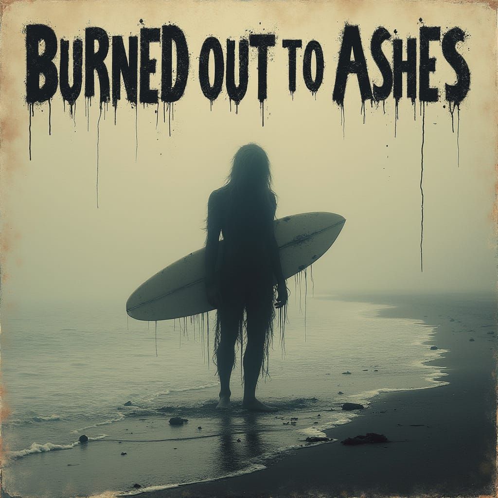 Surreal Desolate Beach Scene in Dark Grungy Aesthetic