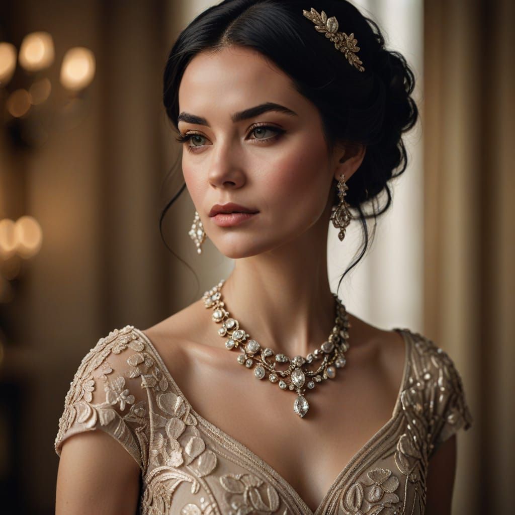 Luxury Portrait of Elegant Woman in High-End Fashion Style