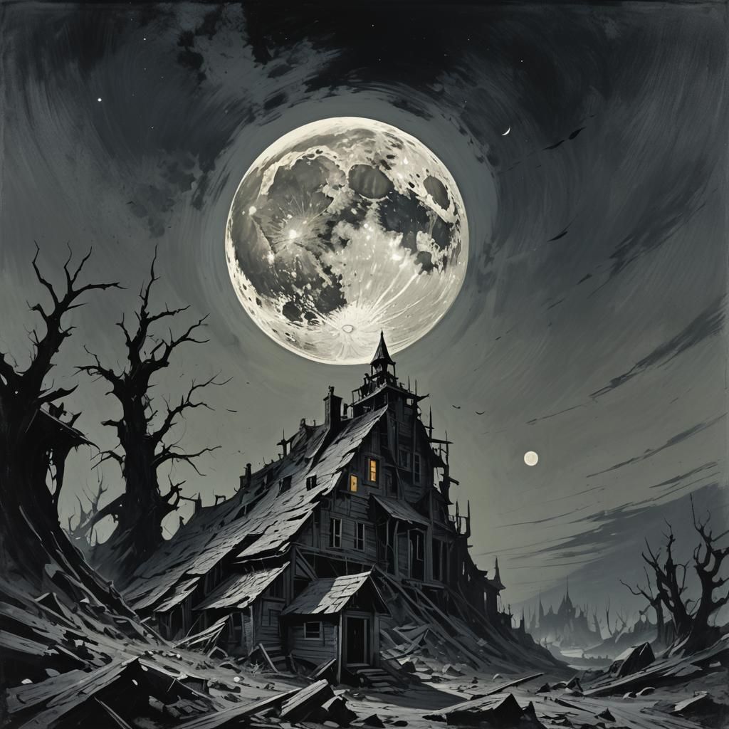 Sinister Moon in Dark Fantasy Style