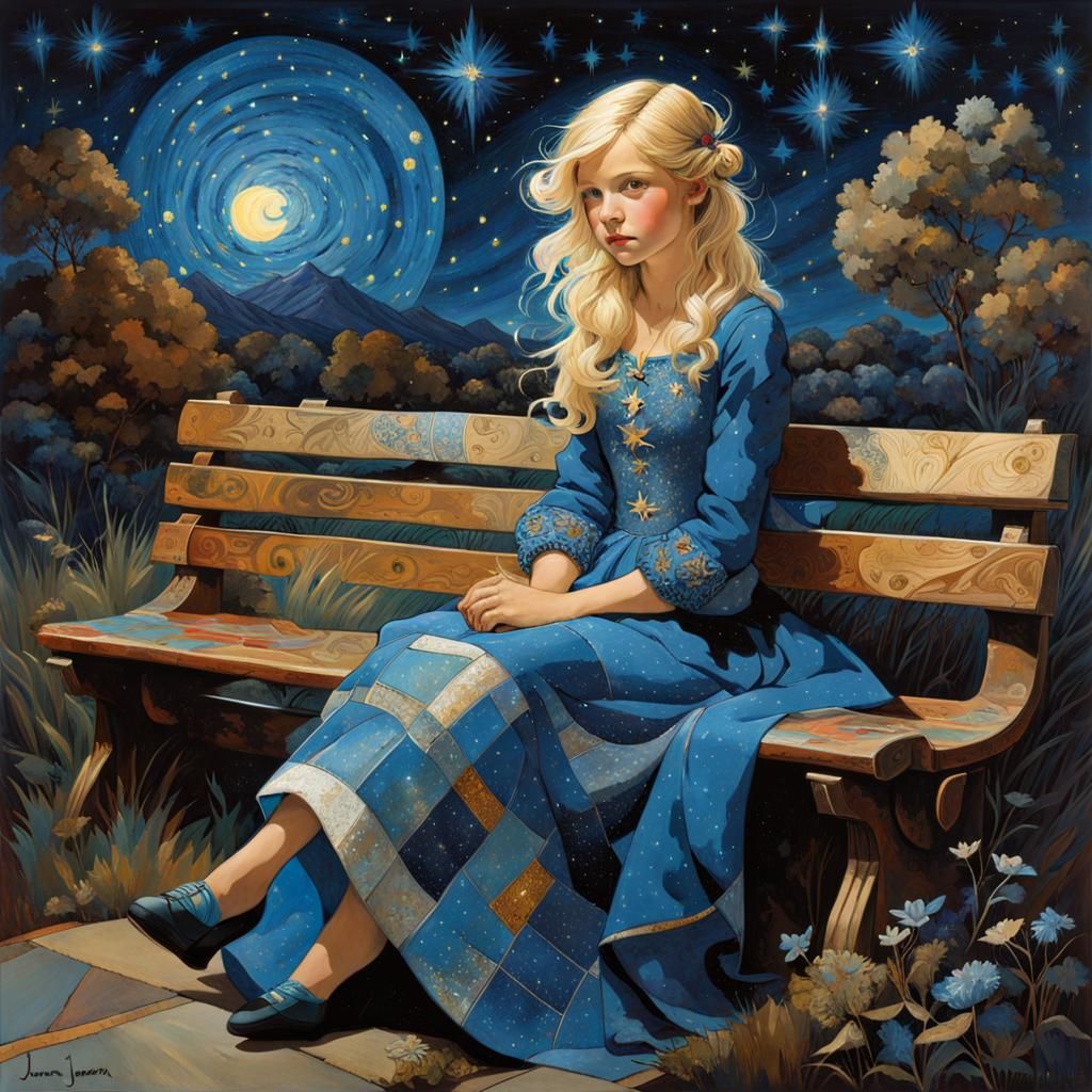 Girl sitting on a bench