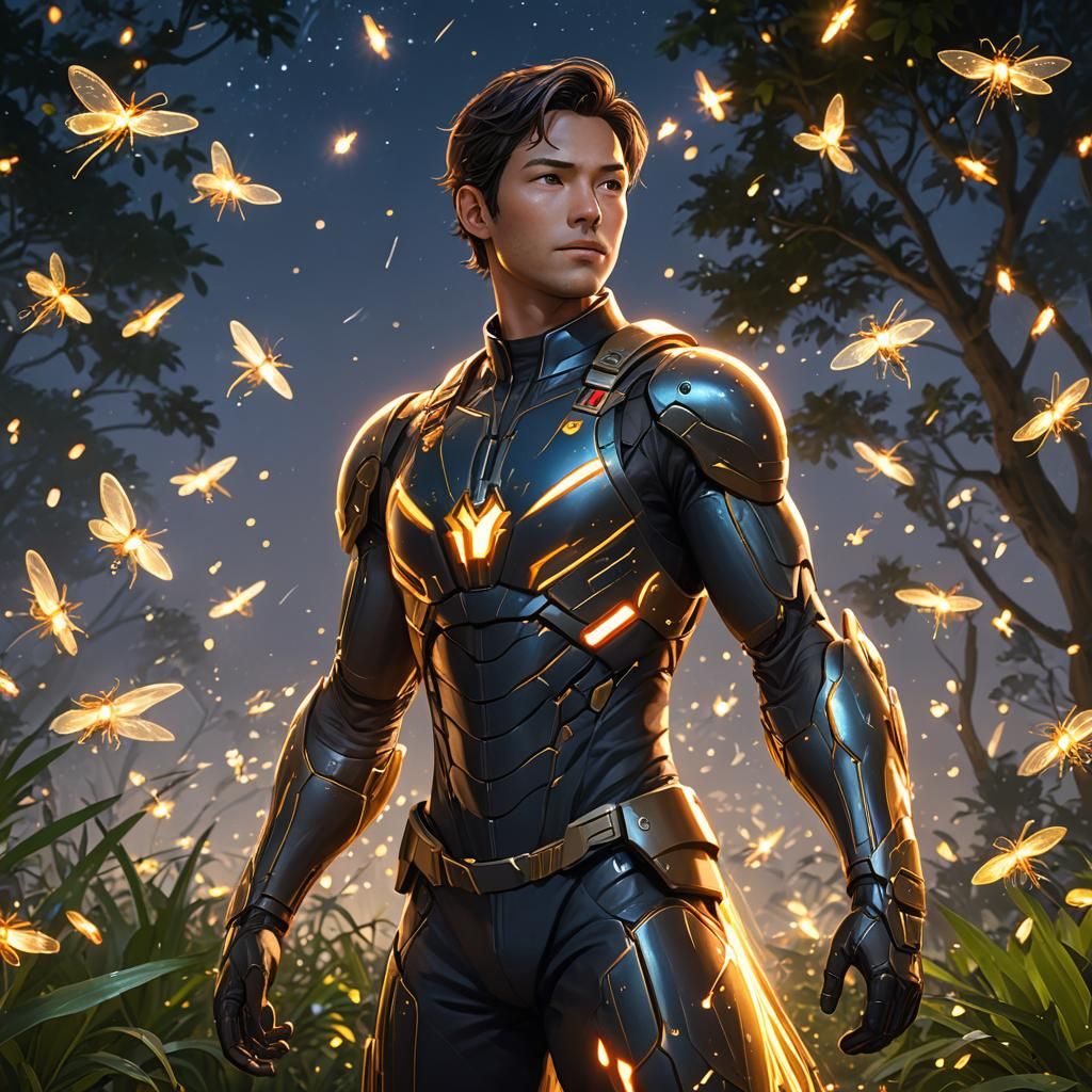 Anime Firefly Superhero in 3D Art Style