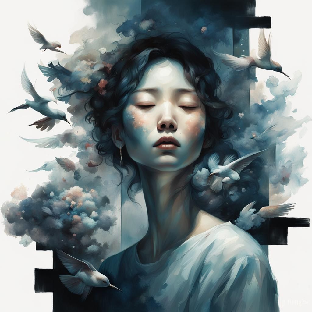 Woman with Eyes Closed: Digital Painting