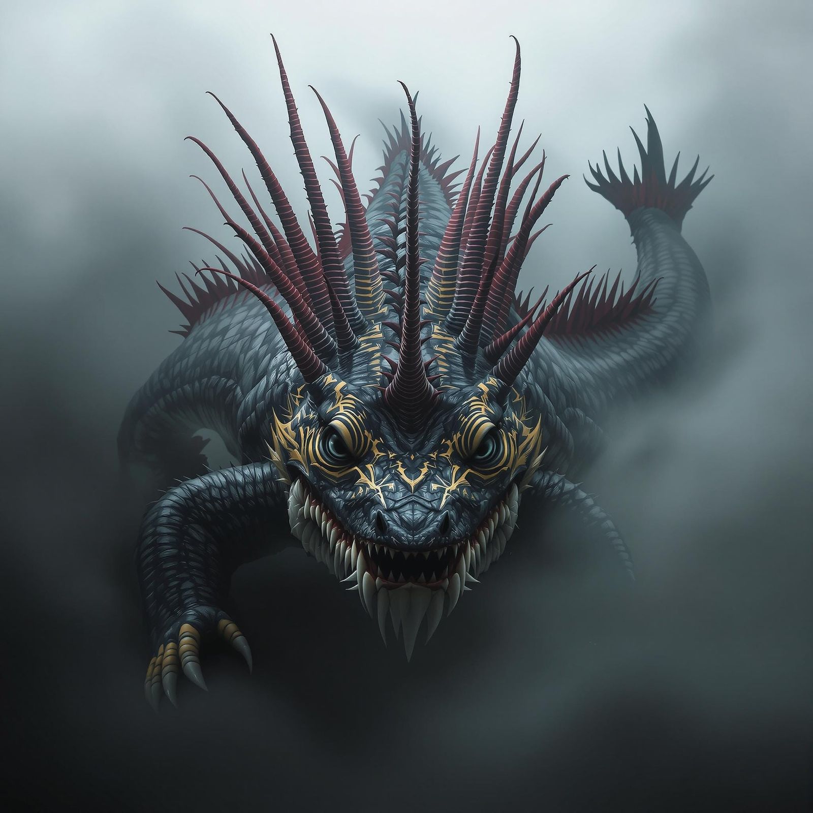 Mythical Taniwha Serpent in Dense Fog