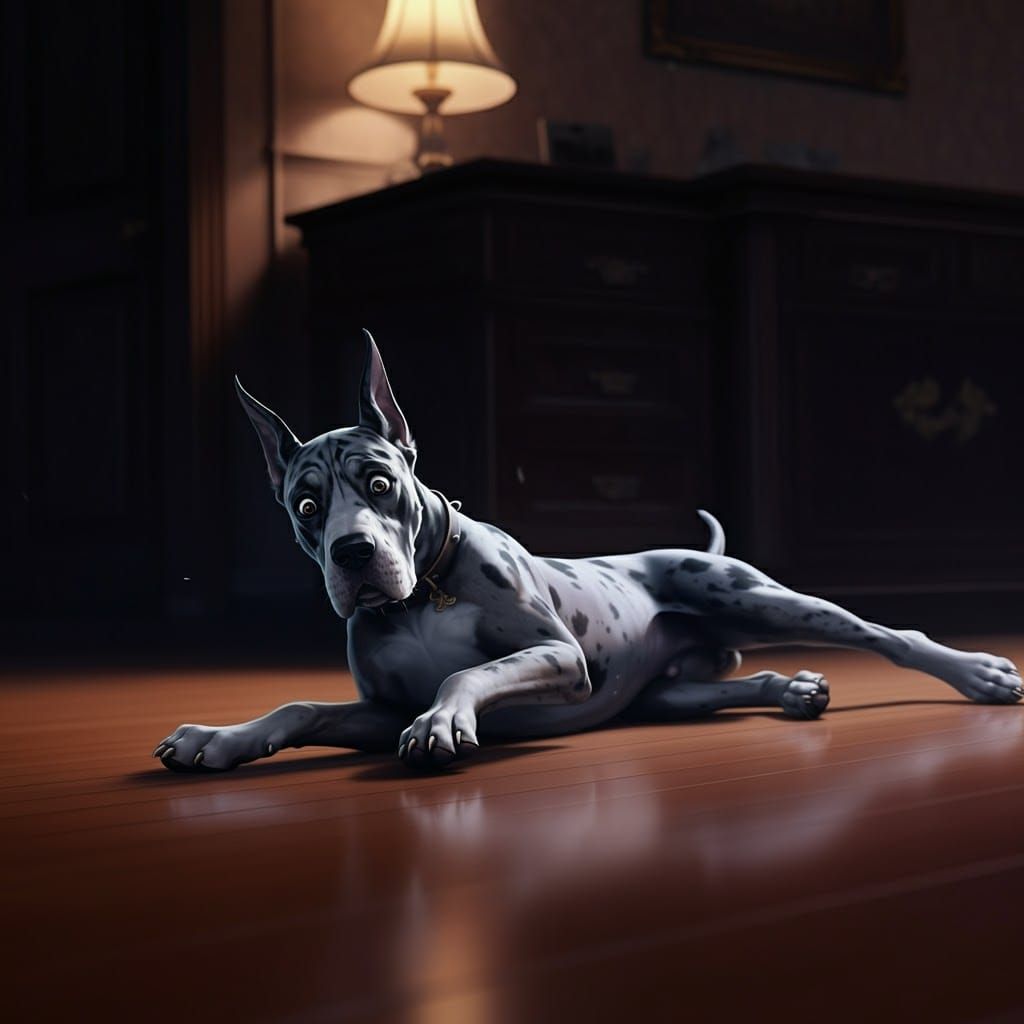 Great Dane Slips: Anime-Inspired 3D Render